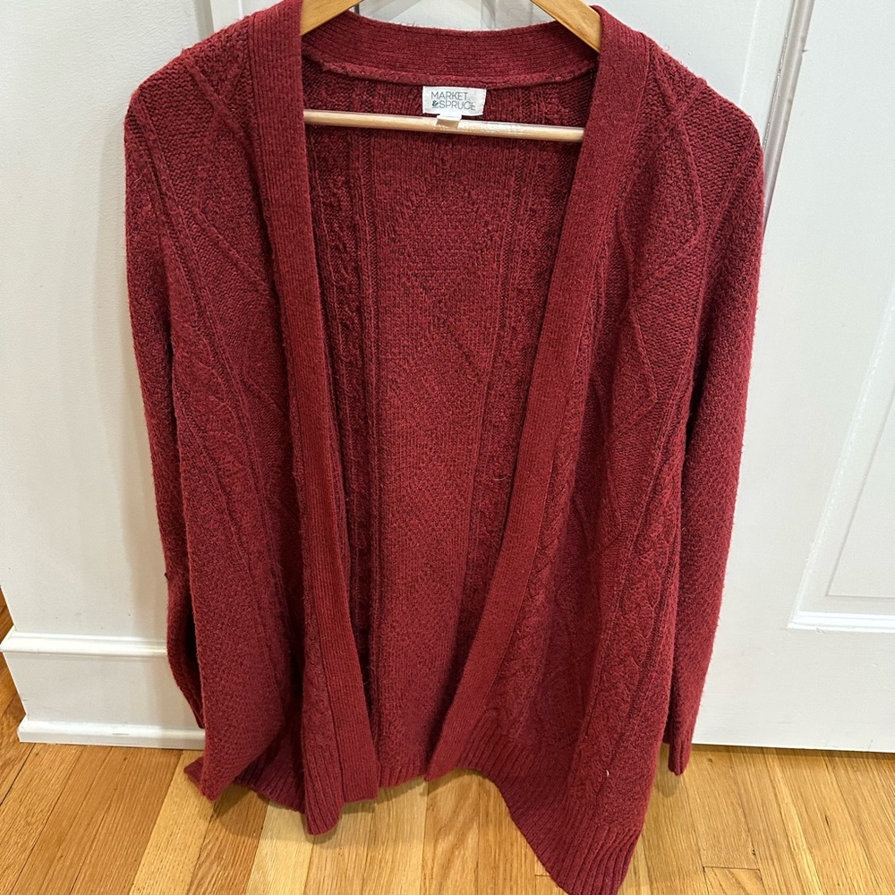 Marled Red Women's Sweater Cardigan